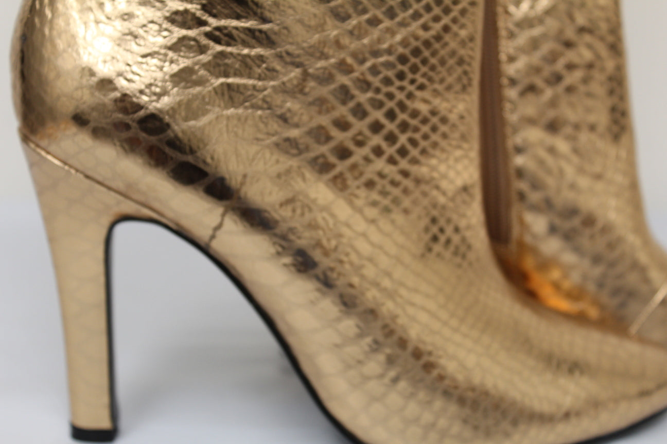 Kurt Geiger London Botas de Salto Alto Shoreditch Snake com Relevo para Mulheres, Amarelas, Tamanho 11