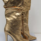 Kurt Geiger London Botas de Salto Alto Shoreditch Snake com Relevo para Mulheres, Amarelas, Tamanho 11