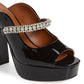 Kurt Geiger London Sandália Duke Plataforma Peep Toe Feminina Preta Tamanho 9,5