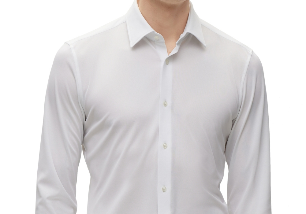 Camisa masculina de malha elástica de desempenho slim fit Boss by Hugo Boss, branca, tamanho 16 x 32-33 pol.