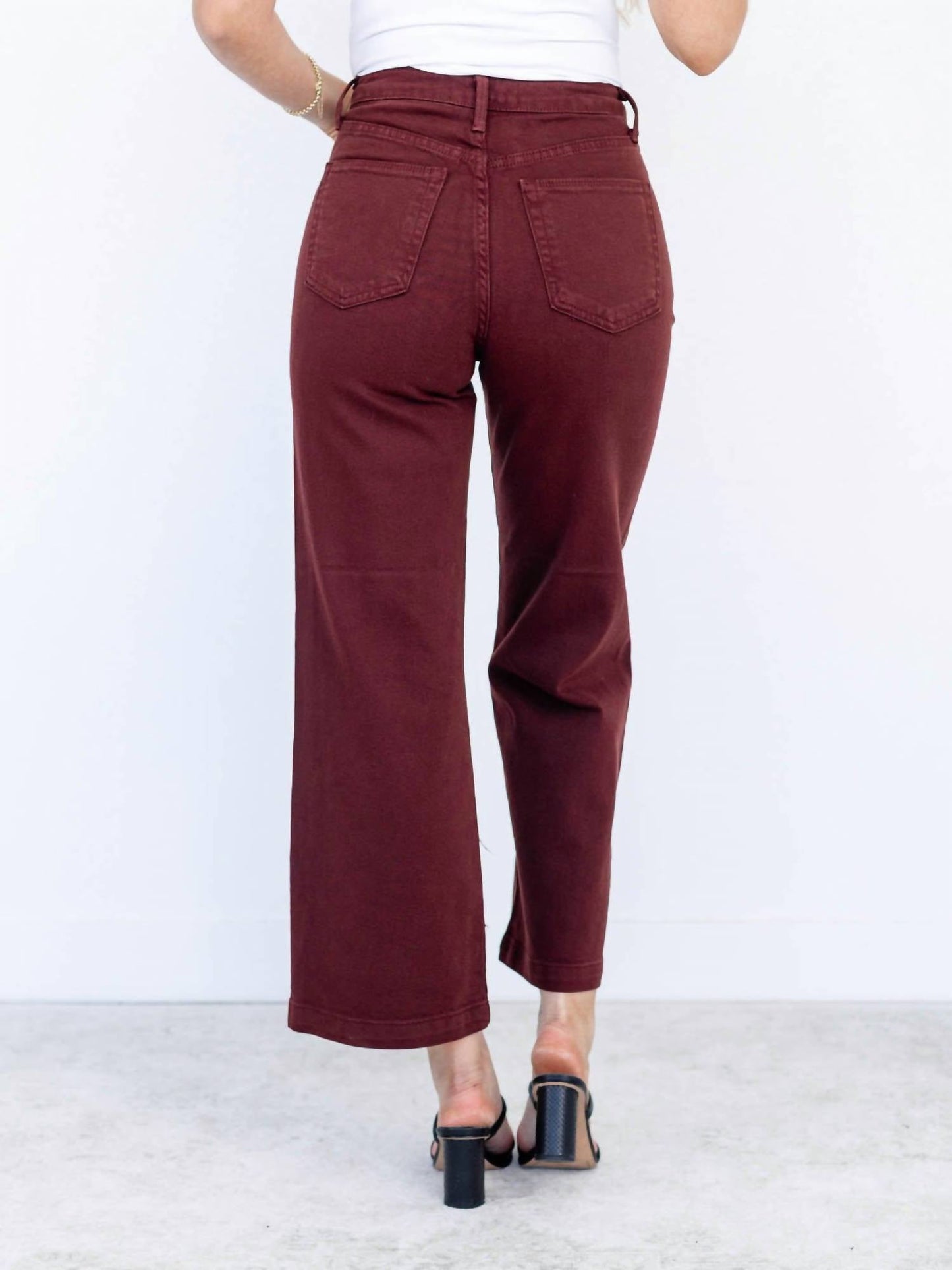 Just Black Denim - High Rise Patch Pocket Wide Leg Jeans