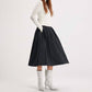 Theo The Label - Women's Theia Striped Taffeta Pleated Midi Skirt