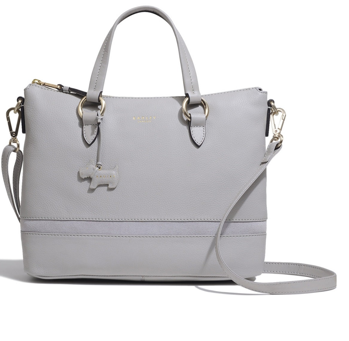 Bolsa tipo pasta Radley London feminina com zíper, cinza, tamanho pequeno