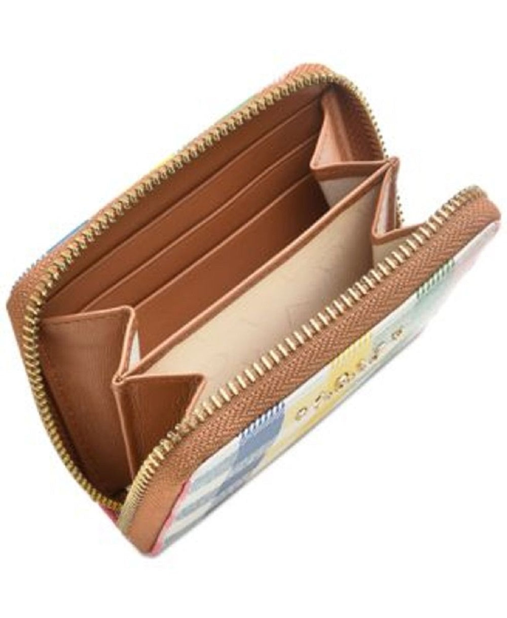 Carteira pequena de couro com zíper Radley London feminina, estampa xadrez, marrom, tamanho 16