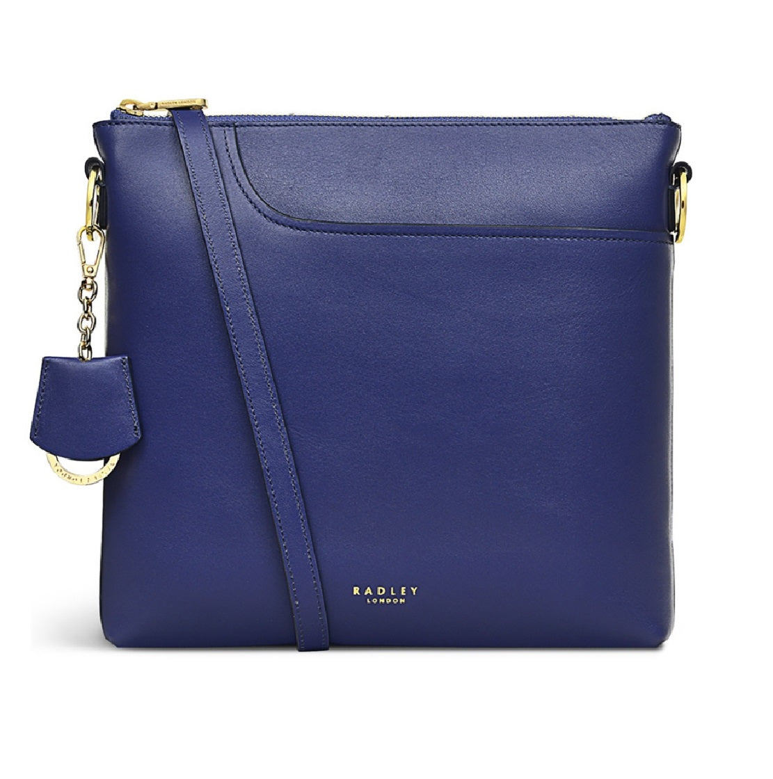 Bolsa transversal feminina Radley London com bolsos e zíper, azul, tamanho médio