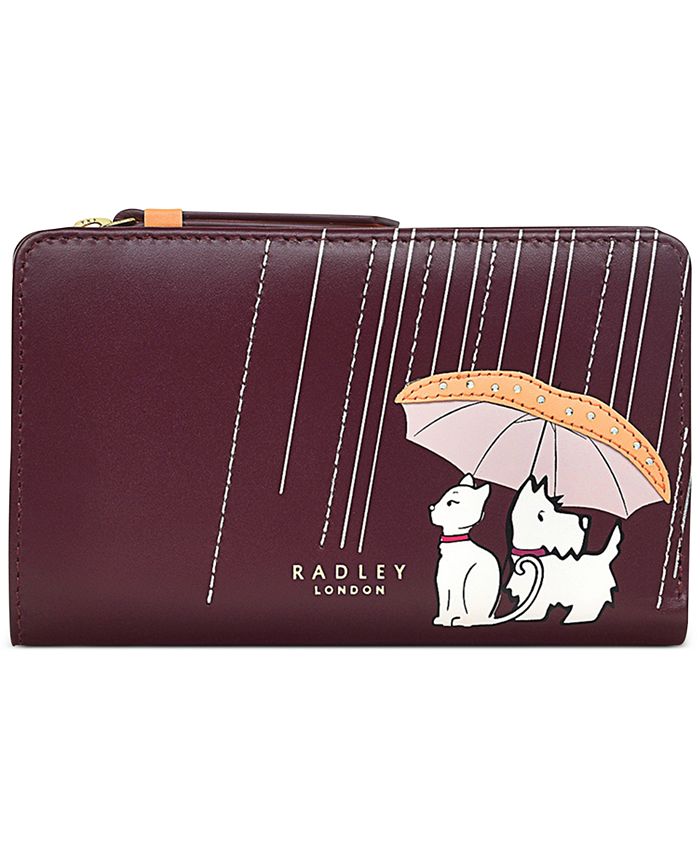 Carteira de couro Puddle Pals Bifold Radley London feminina, vermelha, tamanho regular