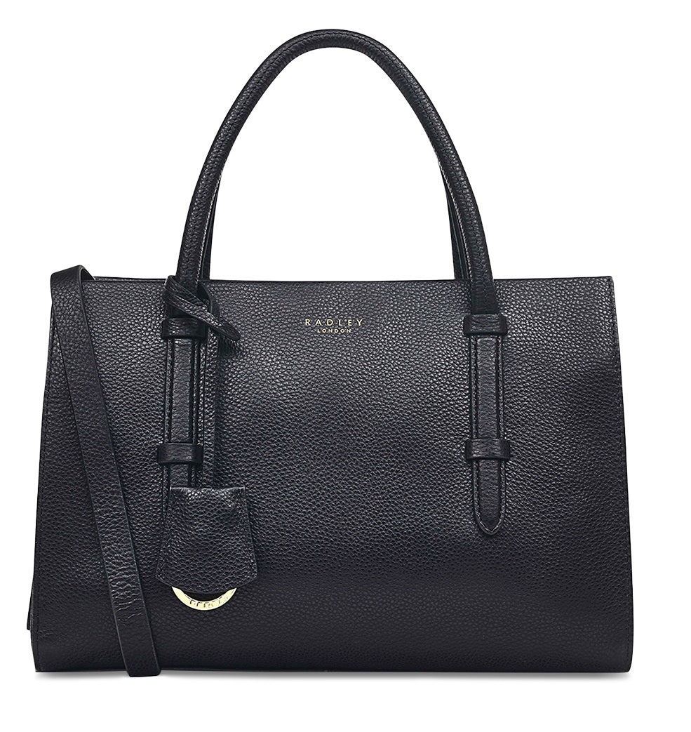 Bolsa de mão feminina Radley London Albert Street com zíper, preta, tamanho médio