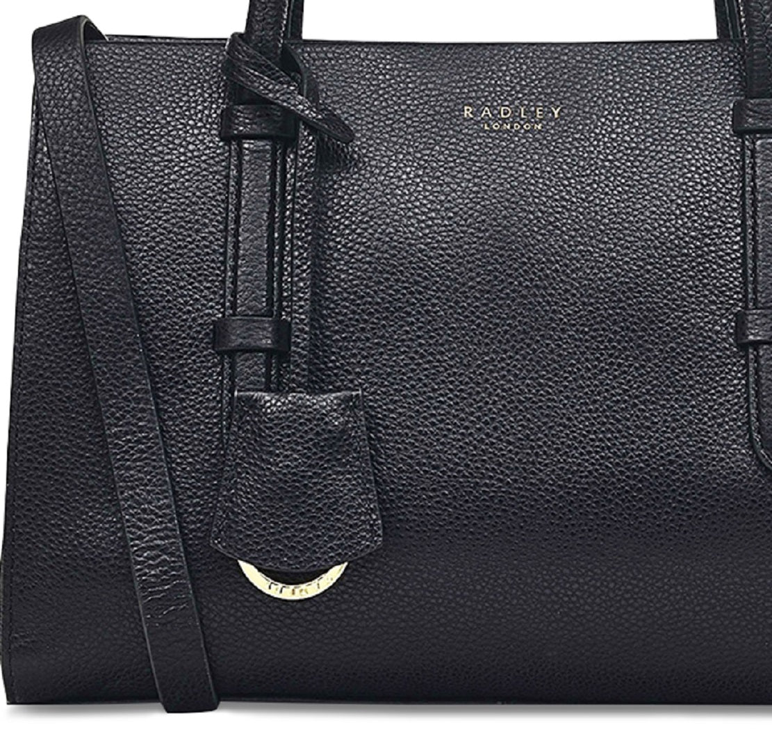 Bolsa de mão feminina Radley London Albert Street com zíper, preta, tamanho médio