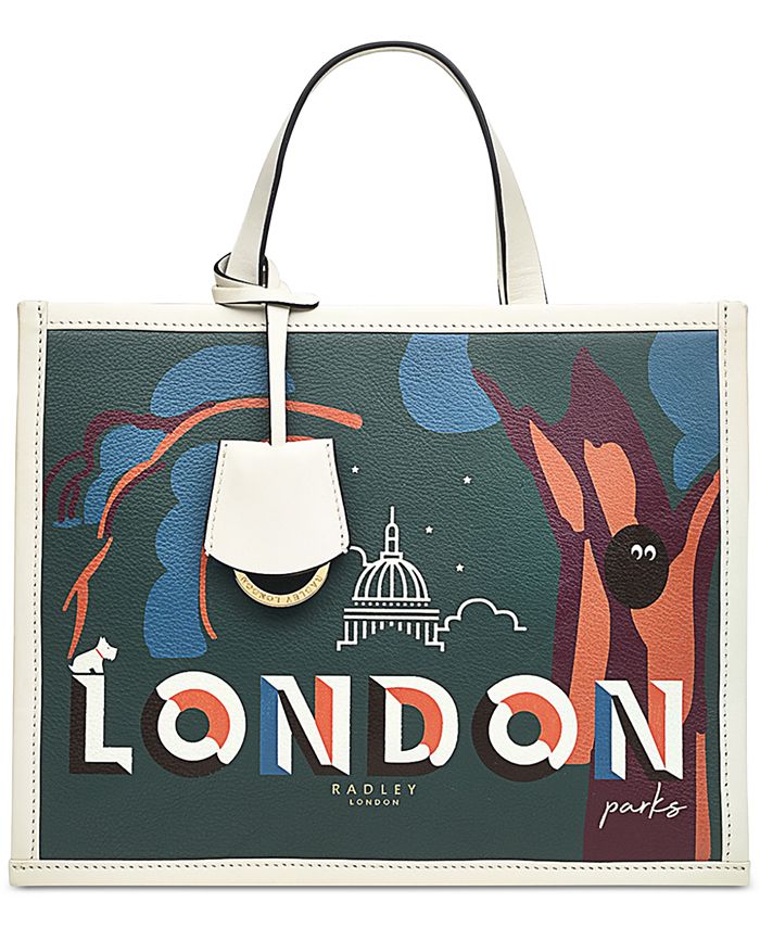 Bolsa tote feminina de couro estampada Radley London, verde, tamanho pequeno