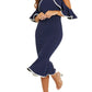 Vestido Quiz Feminino Azul com Ombros Descobertos e Babados, Tamanho 8