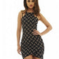Vestido curto feminino AX Paris com alça dupla e estampa floral, preto, tamanho 8