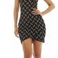 Vestido curto feminino AX Paris com alça dupla e estampa floral, preto, tamanho 8