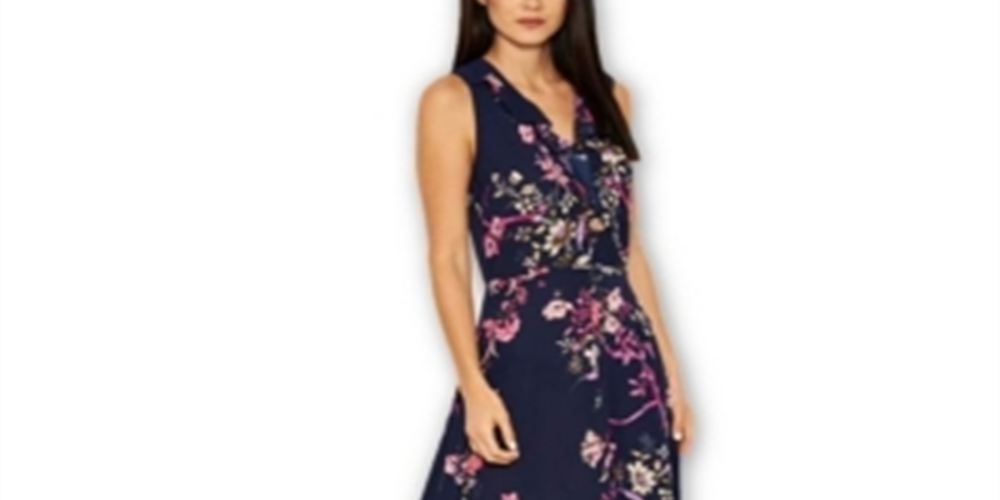 Vestido feminino AX Paris com bainha floral azul, tamanho 8