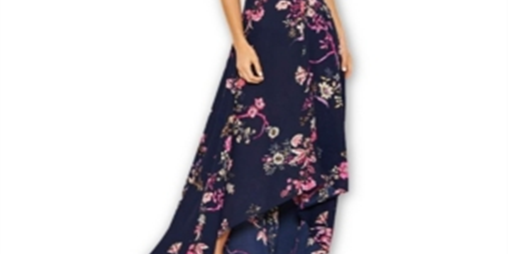 Vestido feminino AX Paris com bainha floral azul, tamanho 8