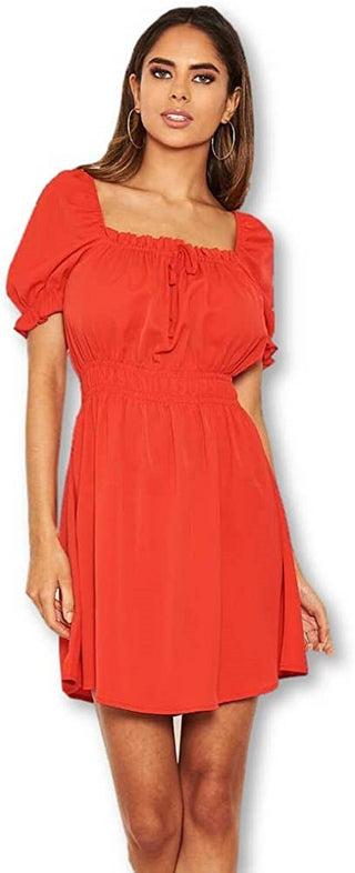 Vestido feminino Ax Paris com babados e decote em V, tamanho 15, vermelho