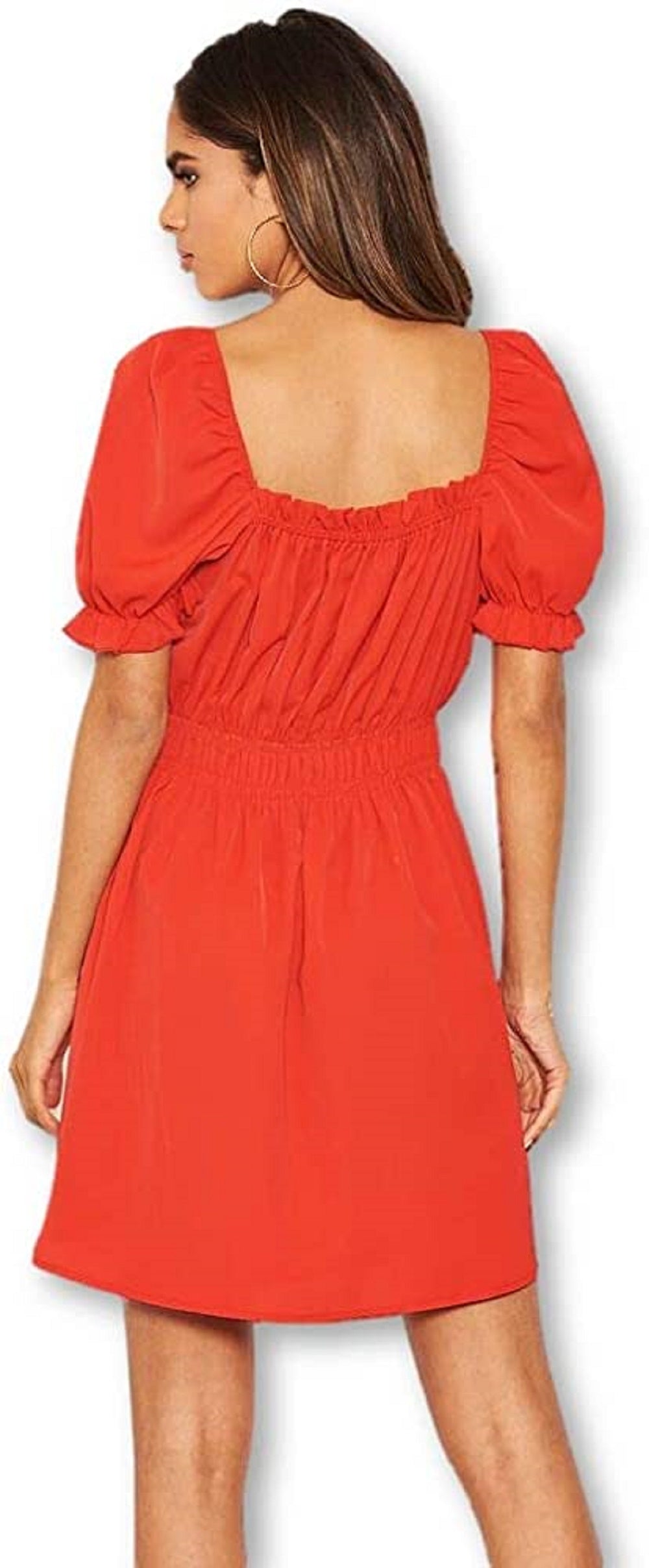 Vestido feminino Ax Paris com babados e decote em V, tamanho 15, vermelho