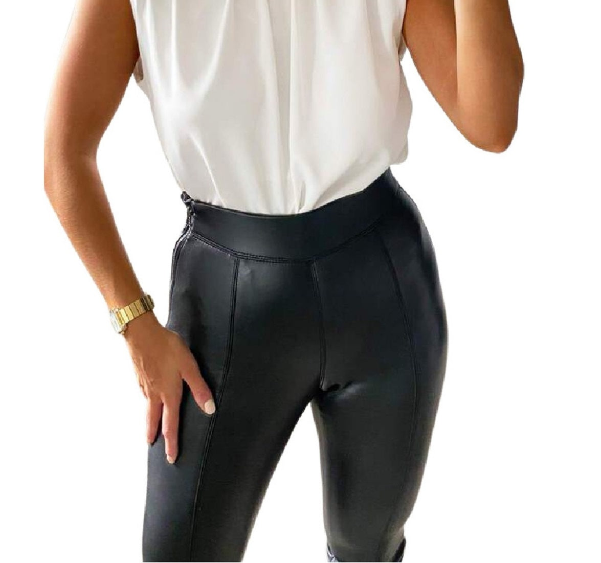 Blusa feminina AX Paris sem mangas com ombros acolchoados, branca, tamanho 8