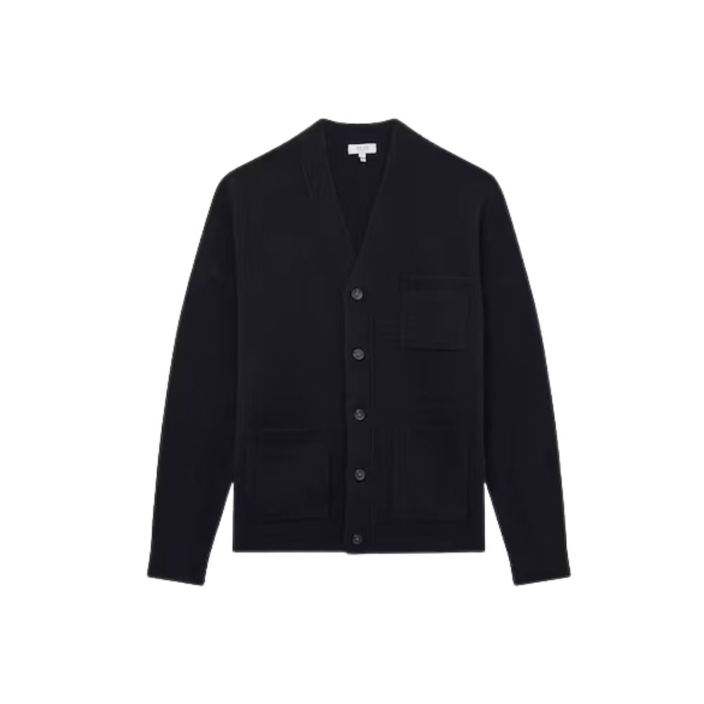 Cardigan de lã Andrews azul marinho masculino Reiss, tamanho médio