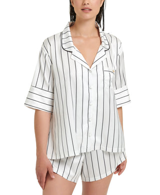 Conjunto de pijama curto listrado Alma feminino Bluebella, branco, tamanho 6