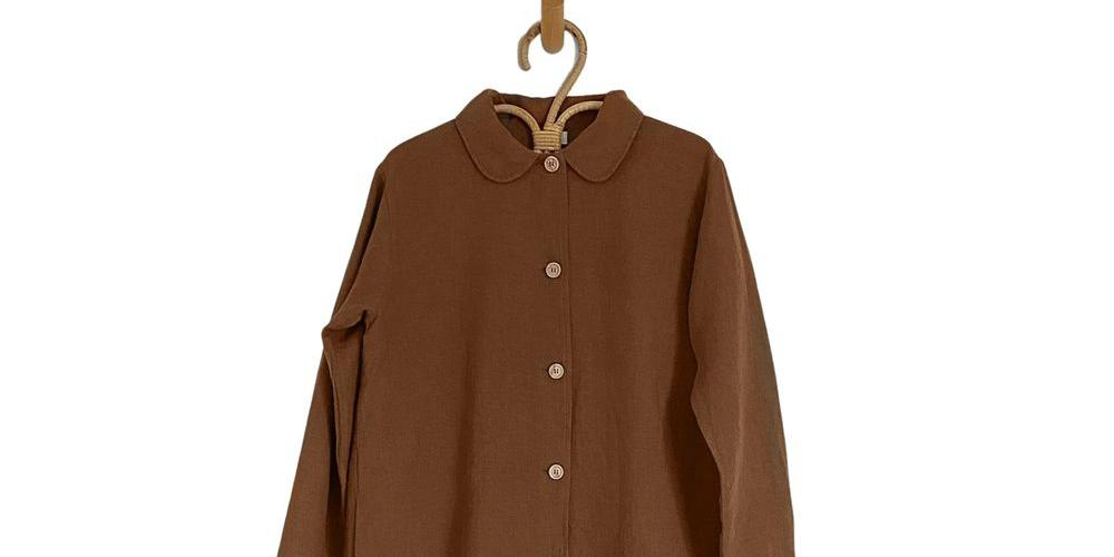 Jaqueta Jua de linho grande para maternidade feminina The Simple Folk, marrom ferrugem, tamanho pequeno