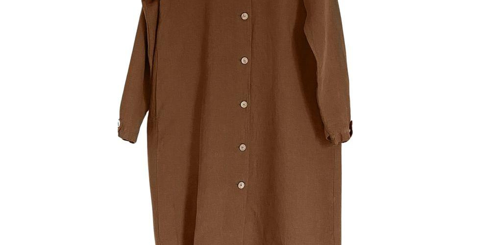 Jaqueta Jua de linho grande para maternidade feminina The Simple Folk, marrom ferrugem, tamanho pequeno