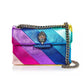 Bolsa transversal feminina Kurt Geiger London Mini Kensington de couro, azul, tamanho regular