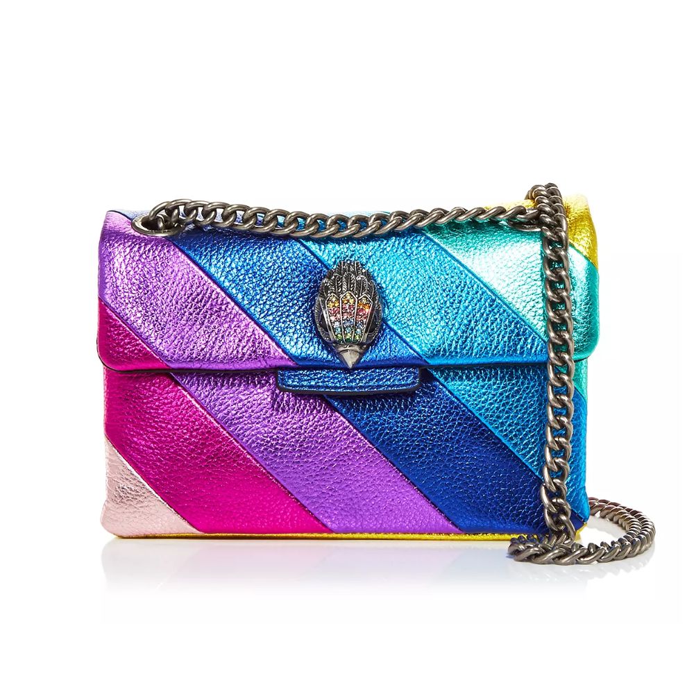 Bolsa transversal feminina Kurt Geiger London Mini Kensington de couro, azul, tamanho regular