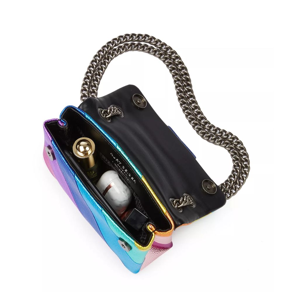 Bolsa transversal feminina Kurt Geiger London Mini Kensington de couro, azul, tamanho regular