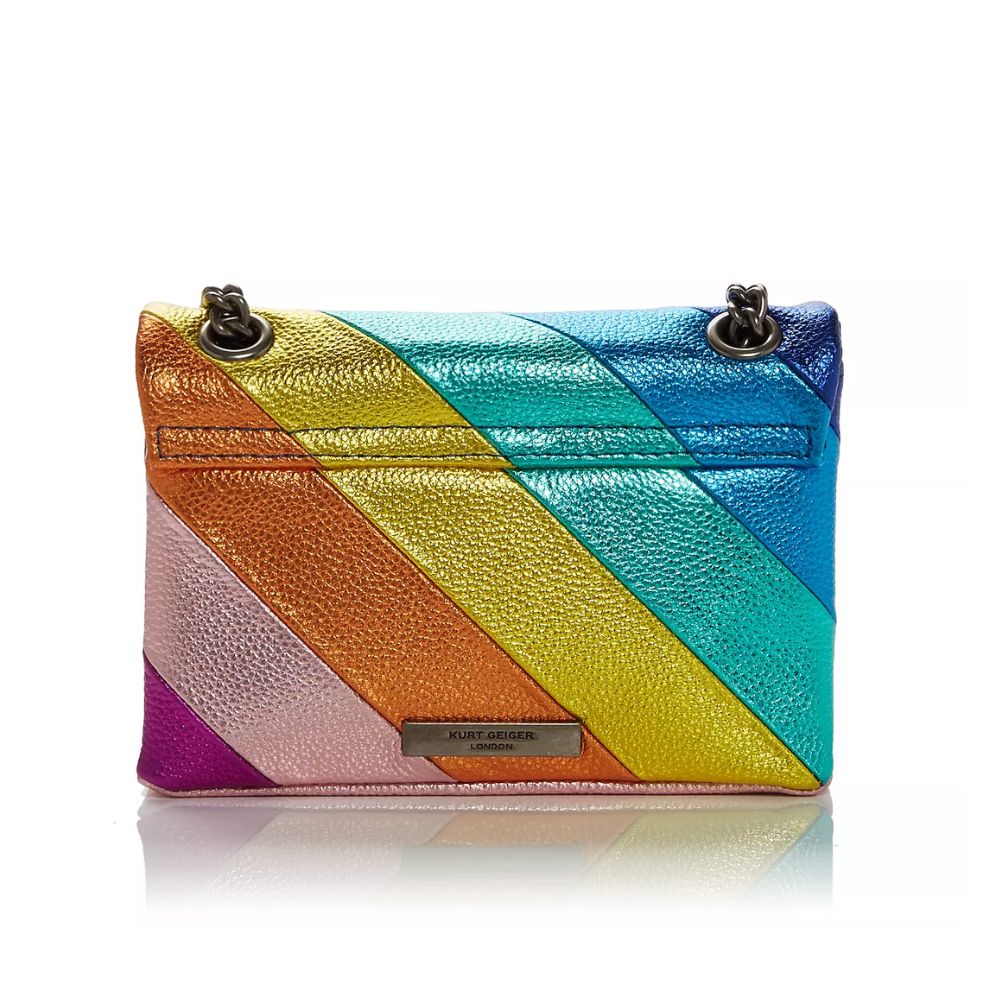 Bolsa transversal feminina Kurt Geiger London Mini Kensington de couro, azul, tamanho regular