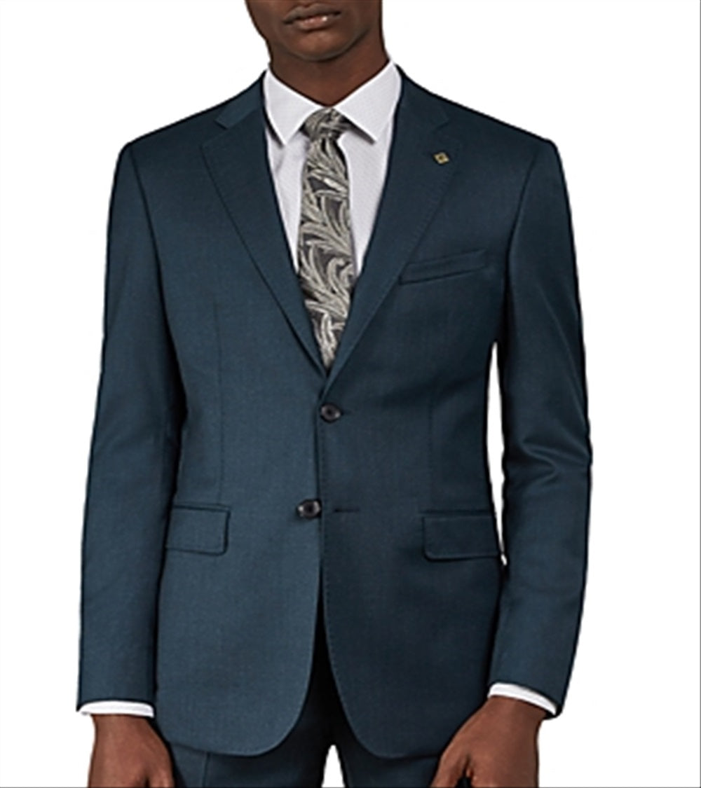 Jaqueta de lã lisa Debonair masculina Ted Baker, azul, tamanho 38