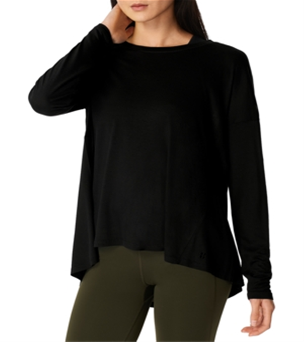 Camisa feminina de manga comprida Sweaty Betty Easy Peazy preta, tamanho X-S