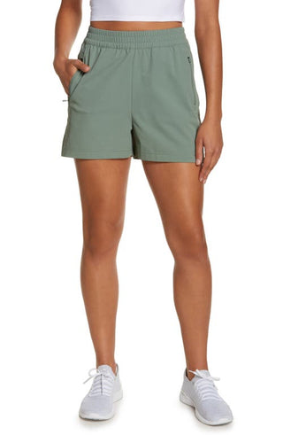 Shorts de caminhada femininos Sweaty Betty Heath Green Summit, tamanho pequeno