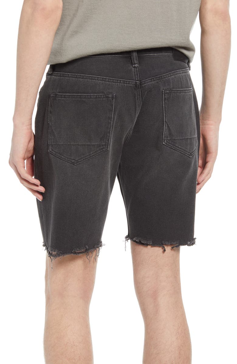 Shorts jeans Allsaints Switch Raw Hem em preto lavado
