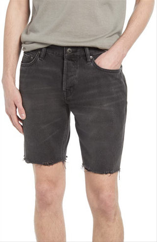 Shorts jeans Allsaints Switch Raw Hem em preto lavado