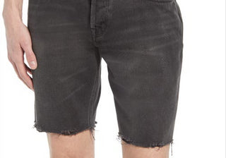 Shorts jeans Allsaints Switch Raw Hem em preto lavado