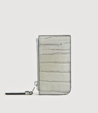 Porta-cartões Allsaints Little Marlborough Croc em relevo cinza