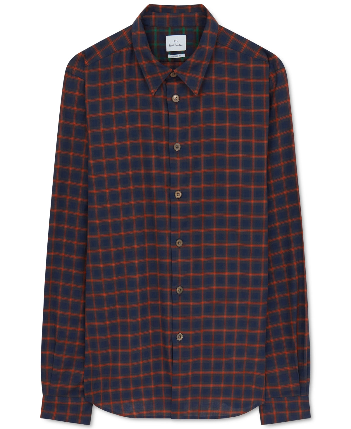 Camisa xadrez sob medida masculina Paul Smith, azul, tamanho pequeno