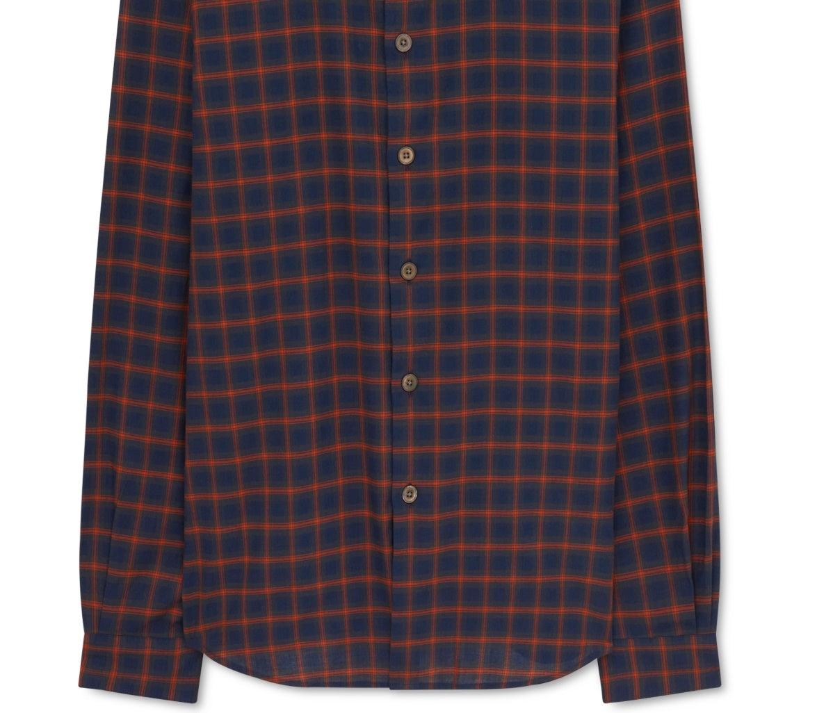 Camisa xadrez sob medida masculina Paul Smith, azul, tamanho pequeno
