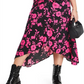 ASOS DESIGN Curve Tamanho 12W EUA Floral Franzido Assimétrico Midi Saia em Multi