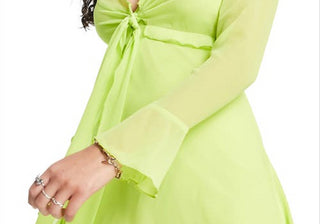 Minivestido ASOS feminino verde claro de manga comprida, tamanho 6 EUA