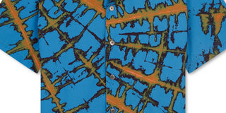 Camisa masculina Paul Smith com estampa abstrata e ajuste regular, tamanho grande, azul