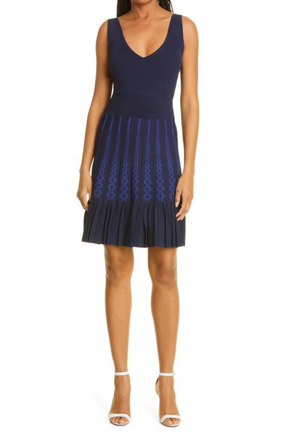 Vestido de patinadora Ted Baker London Julote Flippy Knit em azul marinho, tamanho 0