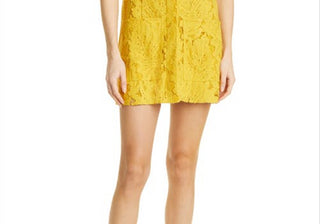 Vestido-camisa de renda amarela Ted Baker London, tamanho 6