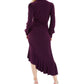 Vestido feminino Quiz com babados e estilo envelope assimétrico, roxo, tamanho 12