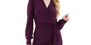 Vestido feminino Quiz com babados e estilo envelope assimétrico, roxo, tamanho 12