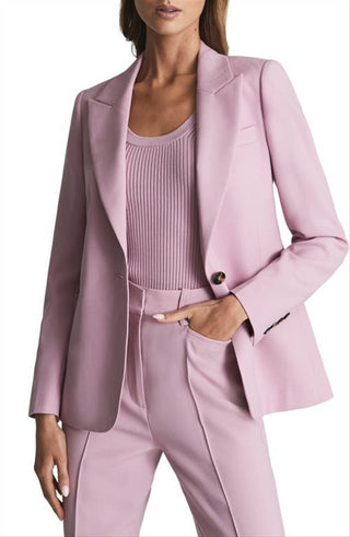 Blazer Reiss Aura Peak com lapela rosa, tamanho 10