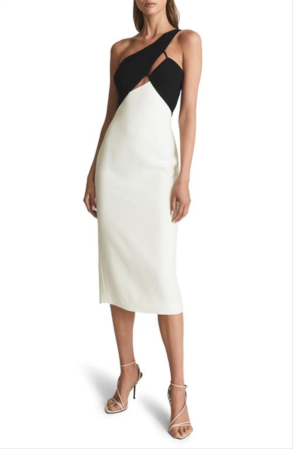 Vestido justo com recorte Elodie feminino Reiss, branco, tamanho 8
