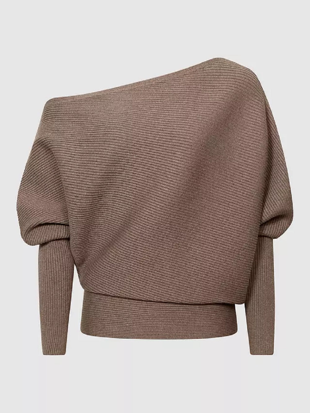 Blusa de malha drapeada Lorna feminina Reiss, marrom, tamanho médio