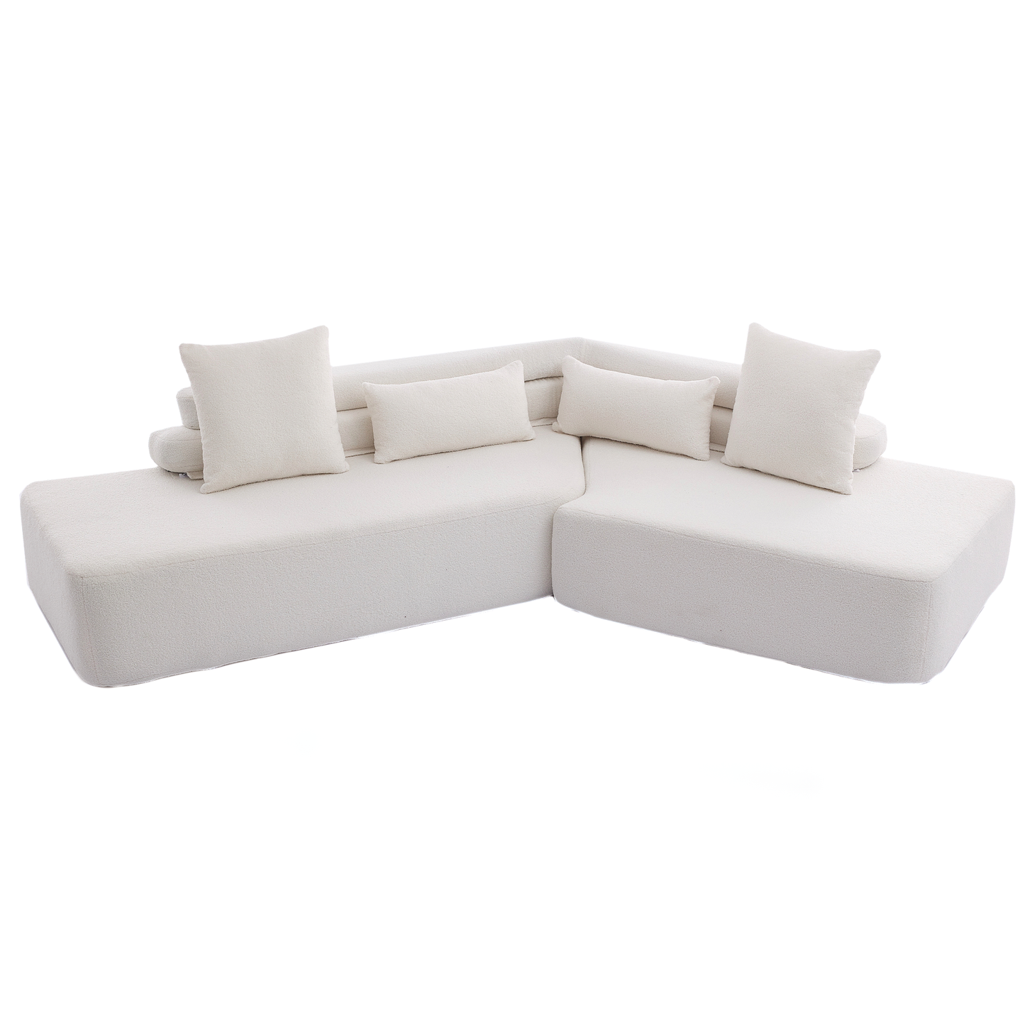 128" Minimalist Cloud Sectional Couch in Beige