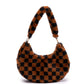 Bolsa de ombro feminina Skinnydip London Kiely Checkerboard Fluff marrom tamanho regular